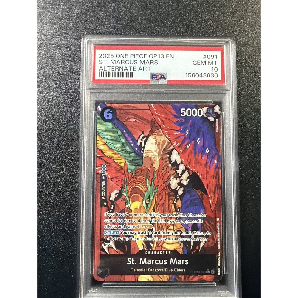 2025 ONE PIECE OP13-CARRYING ON HIS WILL ALTERNATE ART ST. MARCUS MARS PSA 10 A3